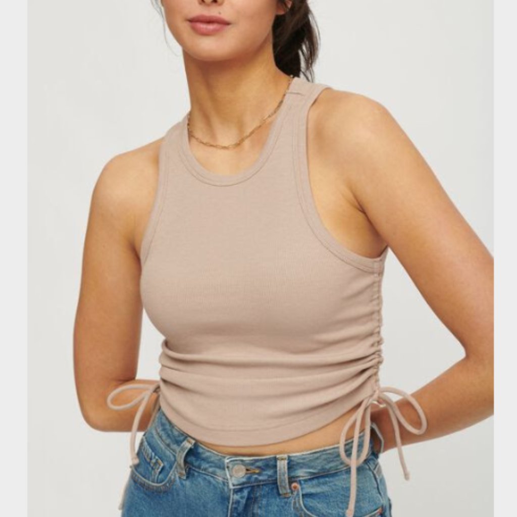 Dynamite Ribbed Drawstring Side Tank